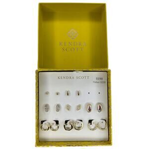 Kendra Scott 8 Pair Crystal Stud & Hoop CZ Earring Gift Set NEW in Box